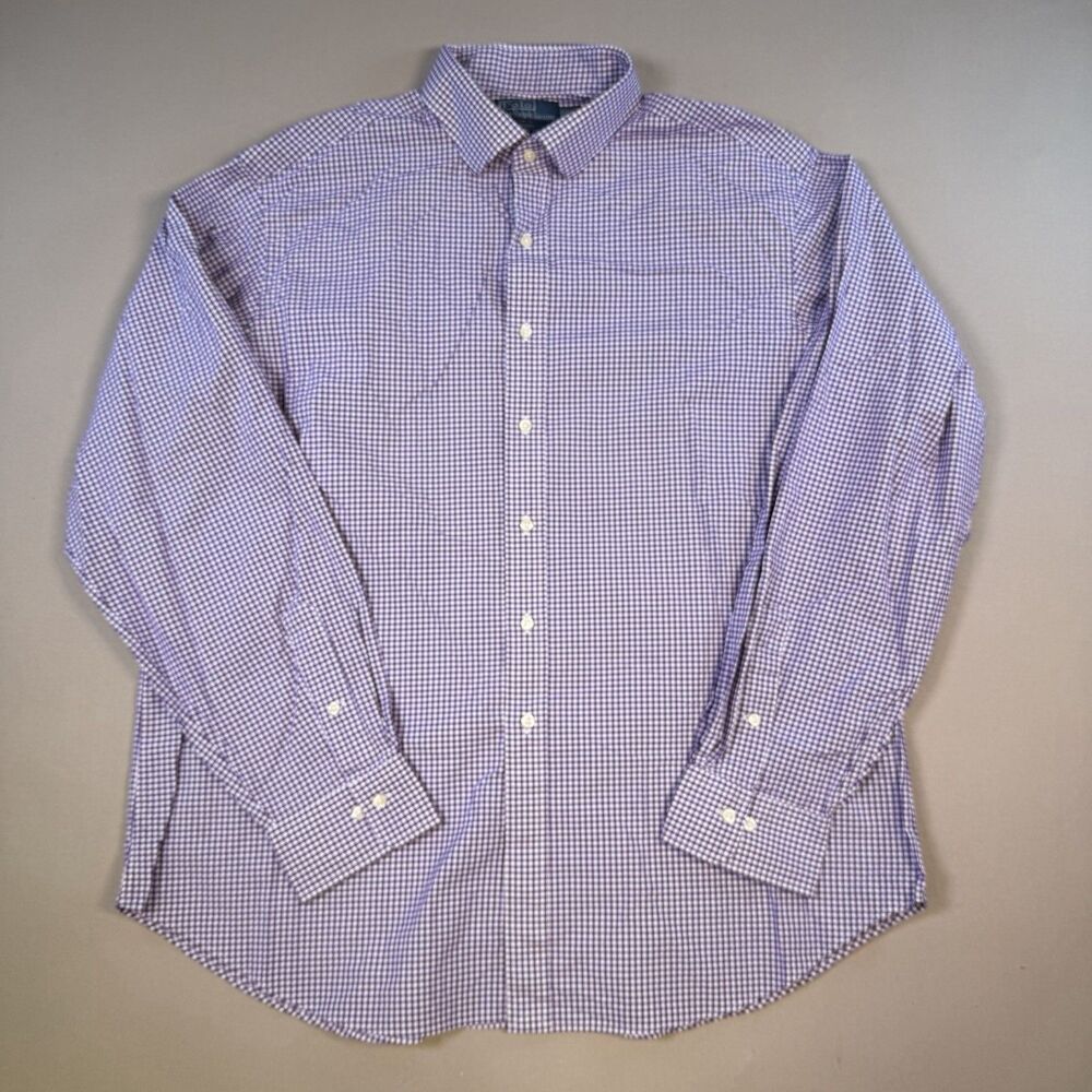 Polo Ralph Lauren Regent Classic Fit Purple Plaid Dress Shirt 18 36/37 Cotton